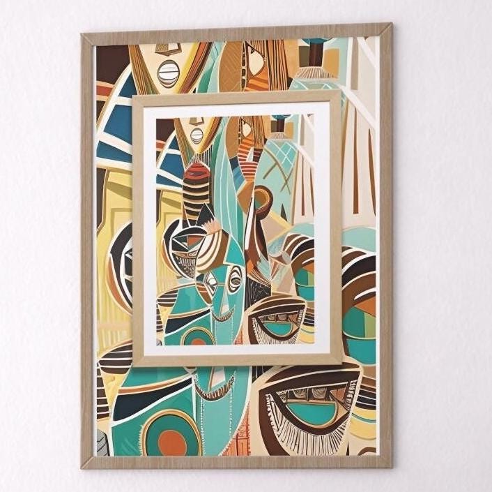 African Abstract Framed Canvas Print – Friendship