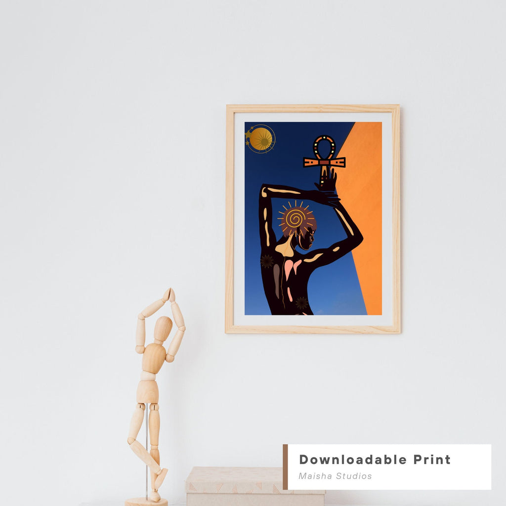 Black Woman Holding Ankh Digital Print