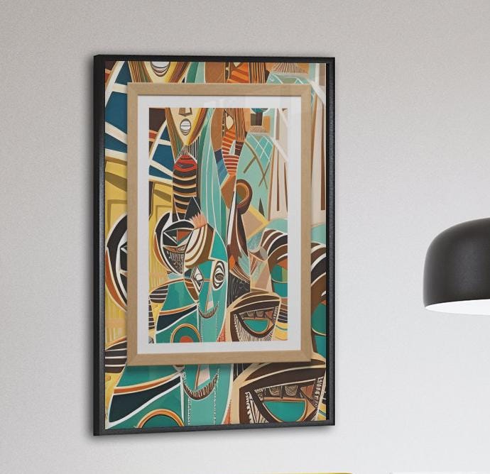 African Abstract Framed Canvas Print – Friendship