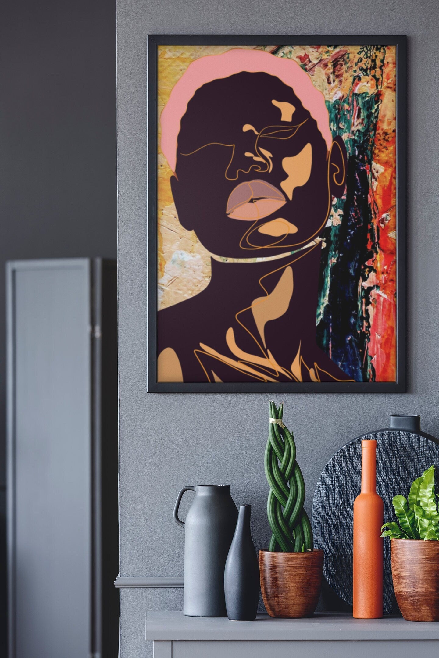 Melanin Beauty Series- Framed Art- Olivia Pink