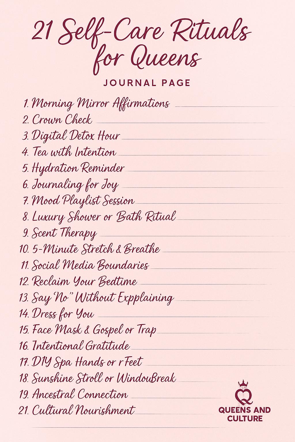 21 Self-Care Rituals for Queens Self Love EBook