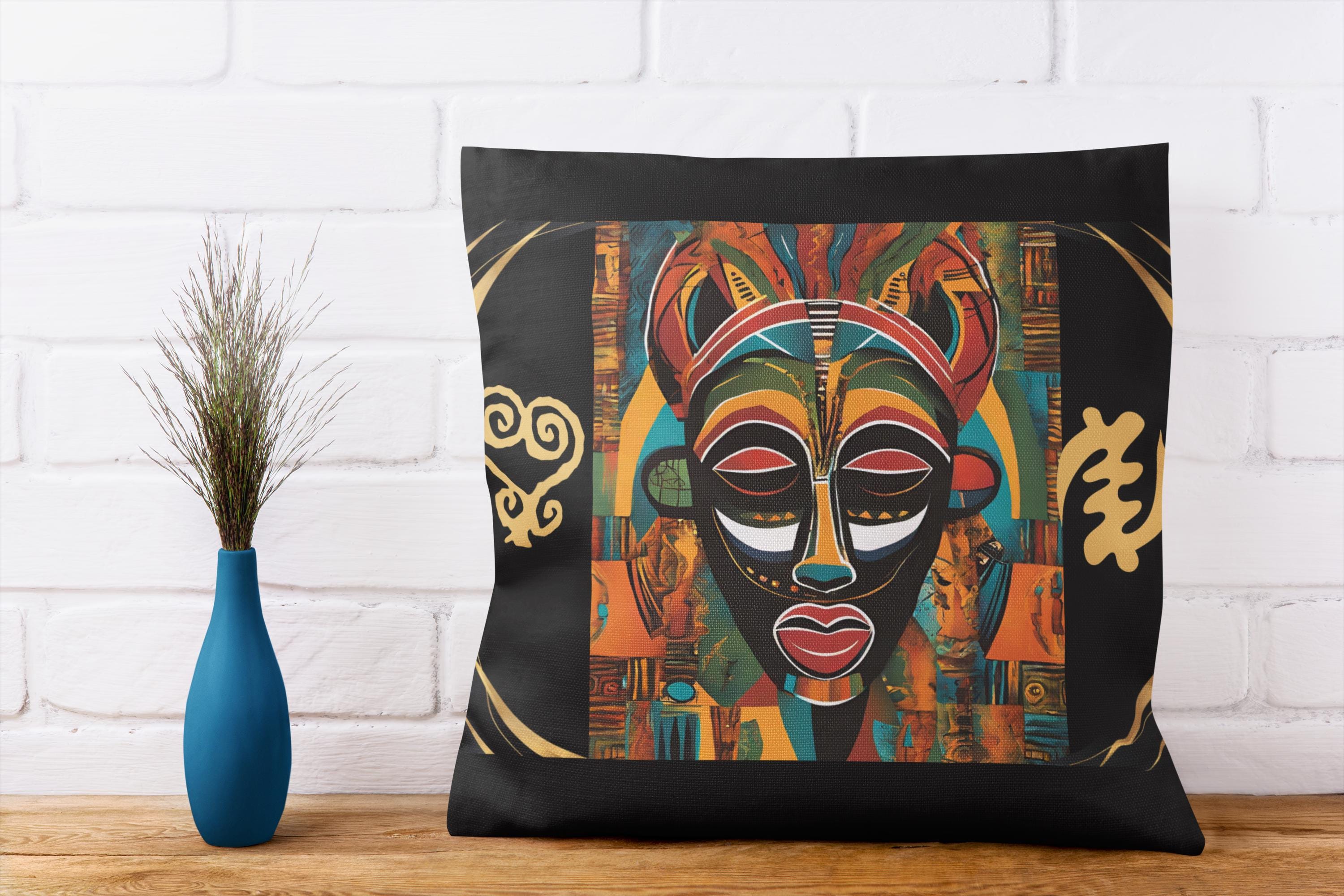 African Mask Pillow