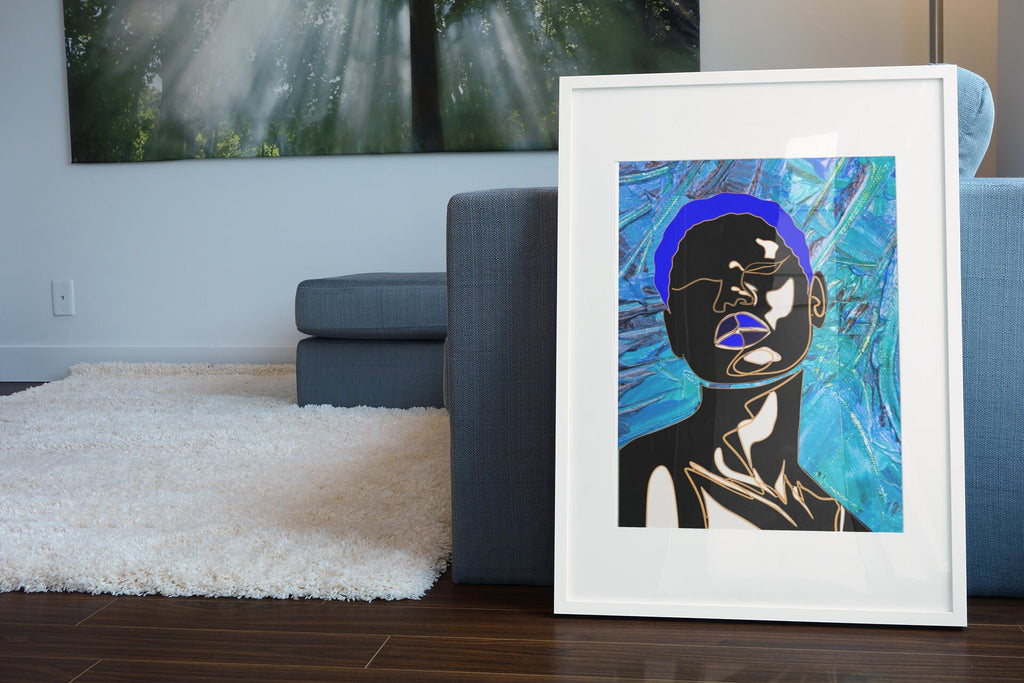 Melanin Beauty Series - “Olivia Blue”Digital Print