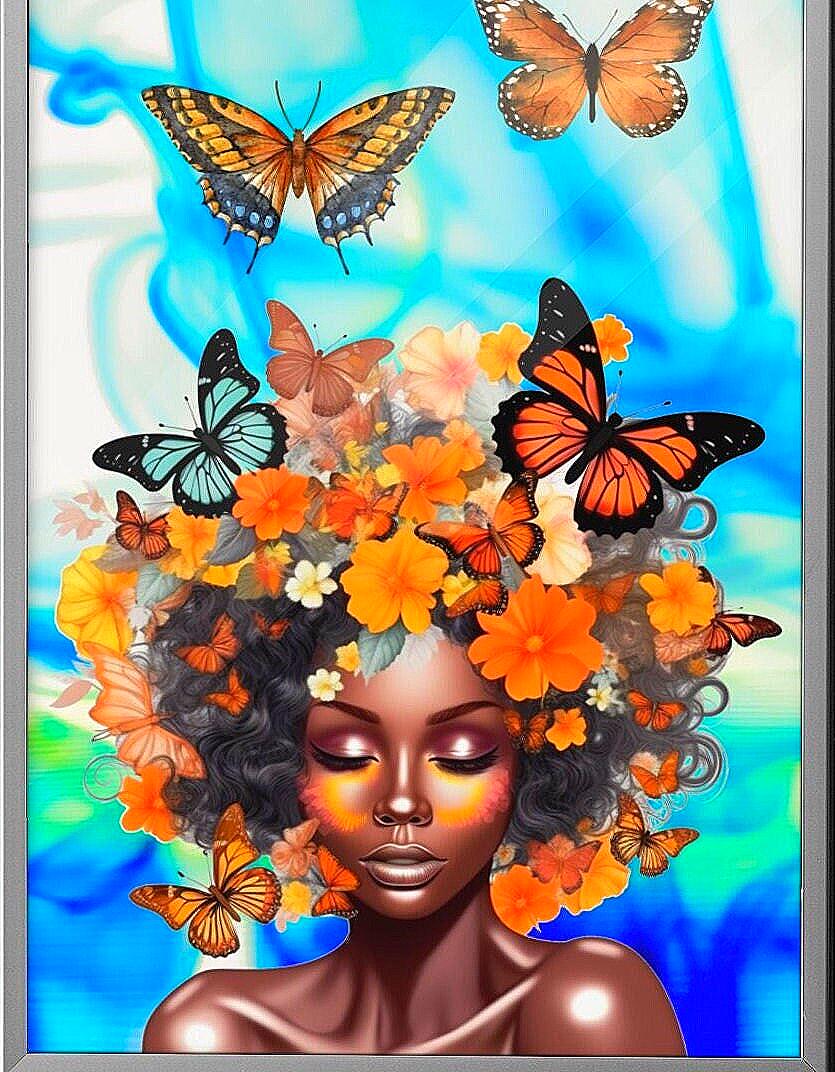2pc Butterfly Afro Digital Art Set
