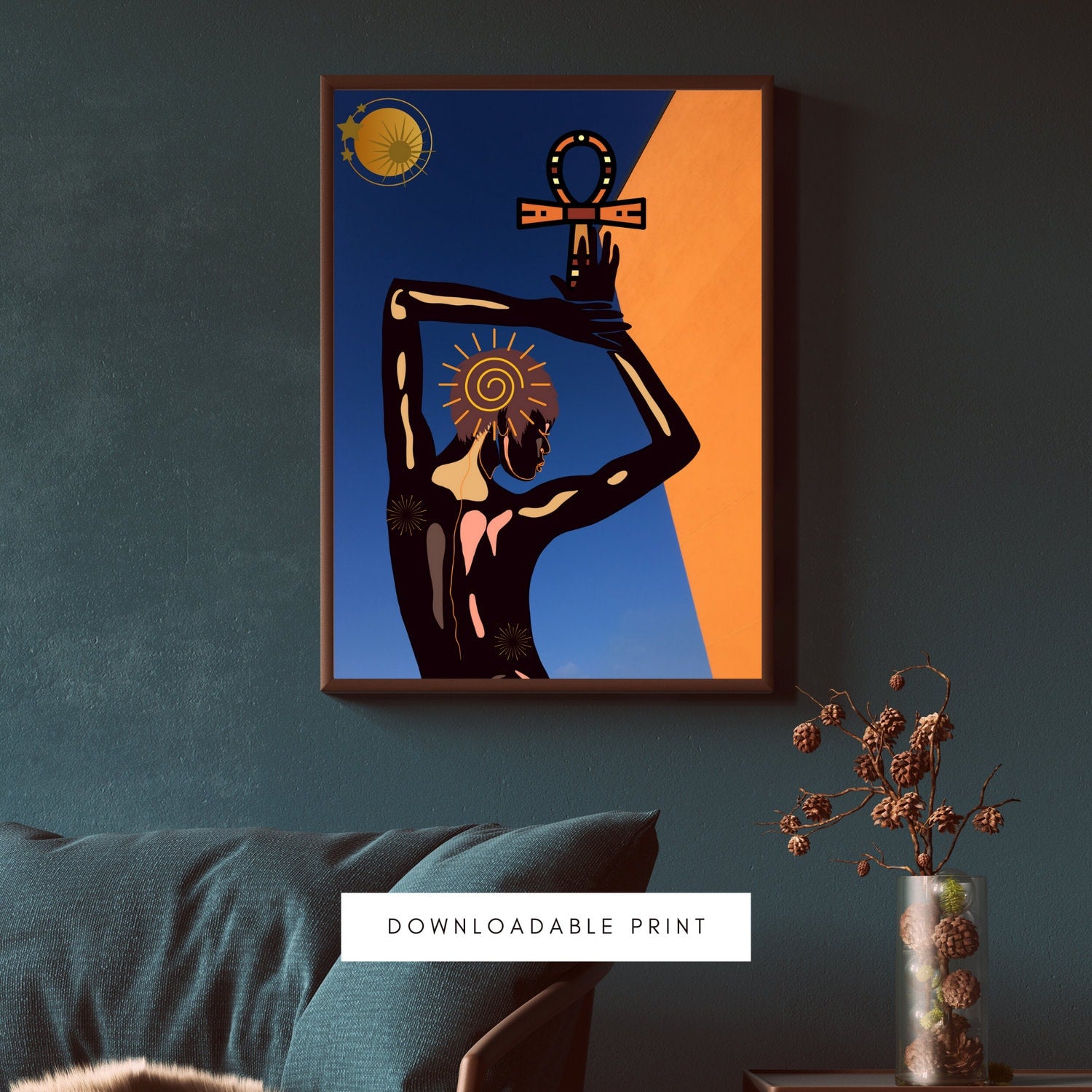 Black Woman Holding Ankh Digital Print
