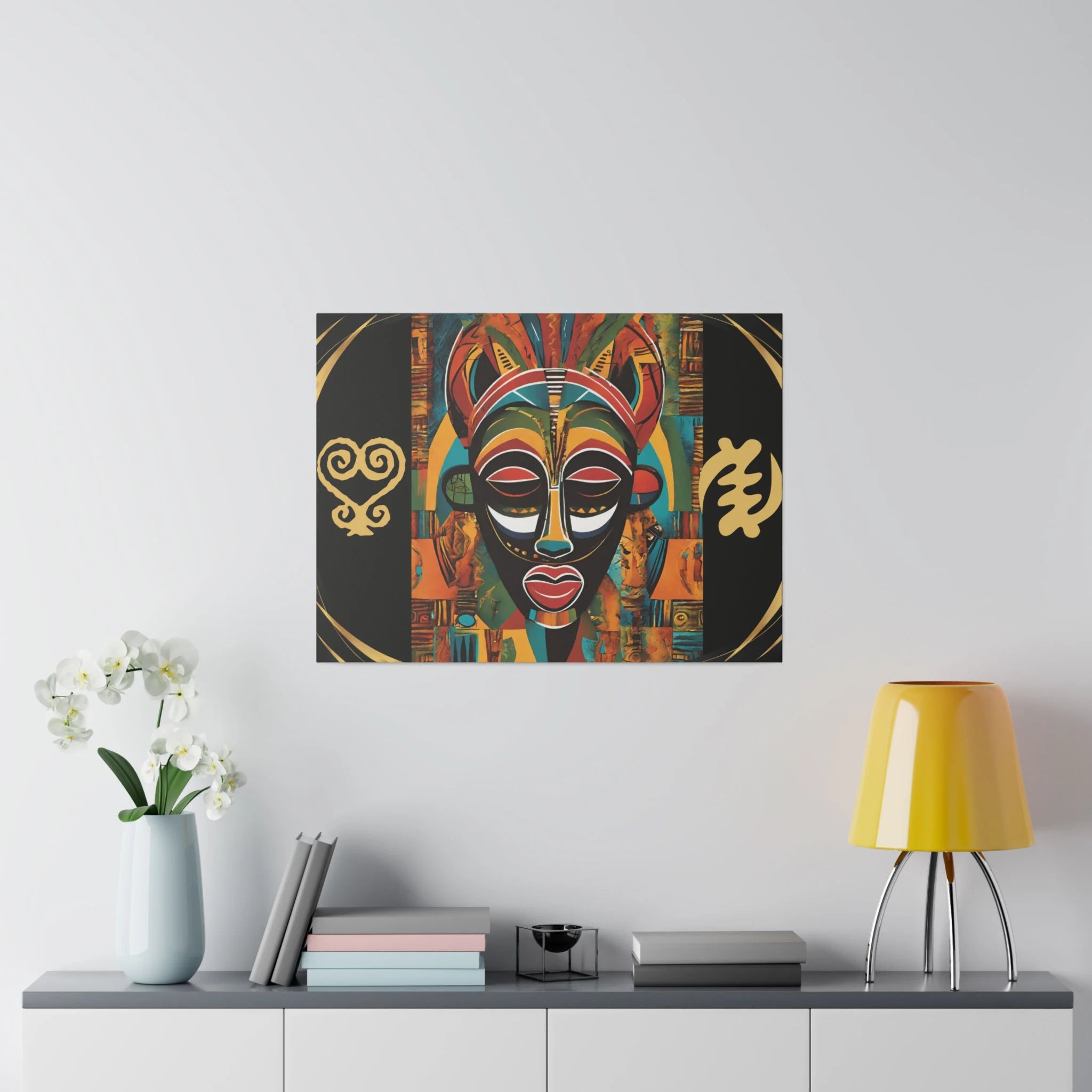 Contemporary Abstract Wall Art featuring African Mask Design
