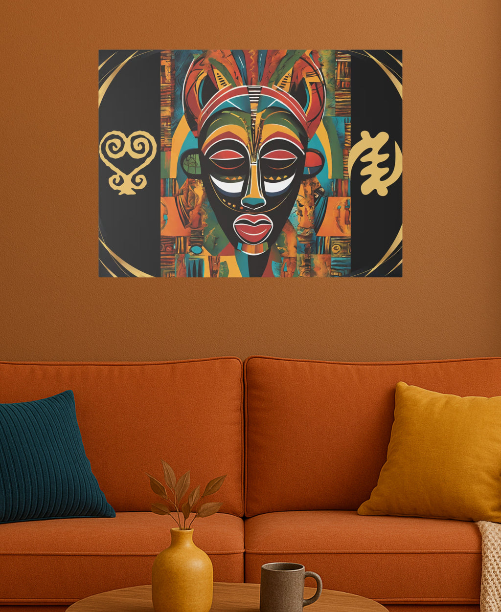 Contemporary Abstract Wall Art featuring African Mask Design