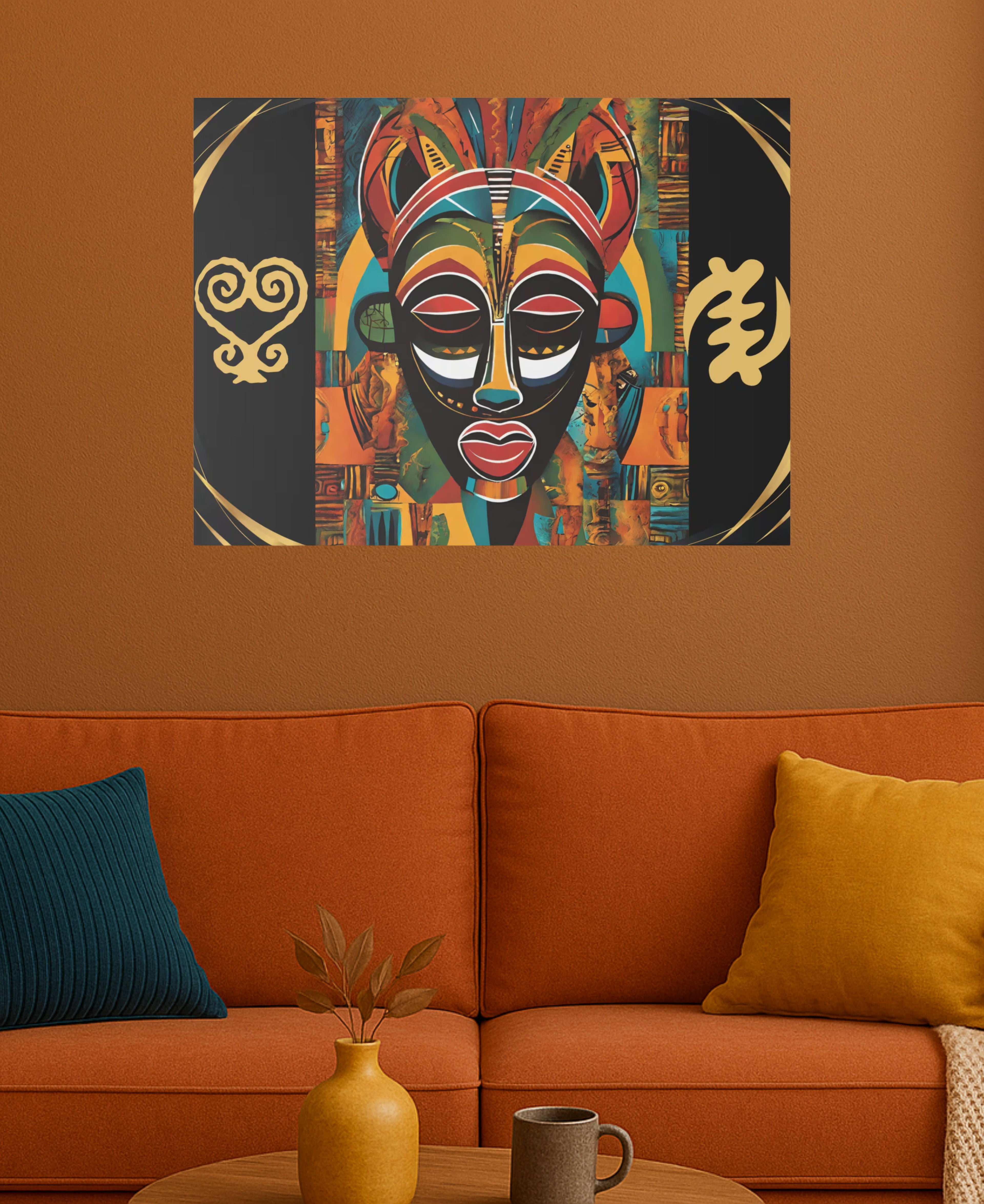 Contemporary Abstract Wall Art featuring African Mask Design