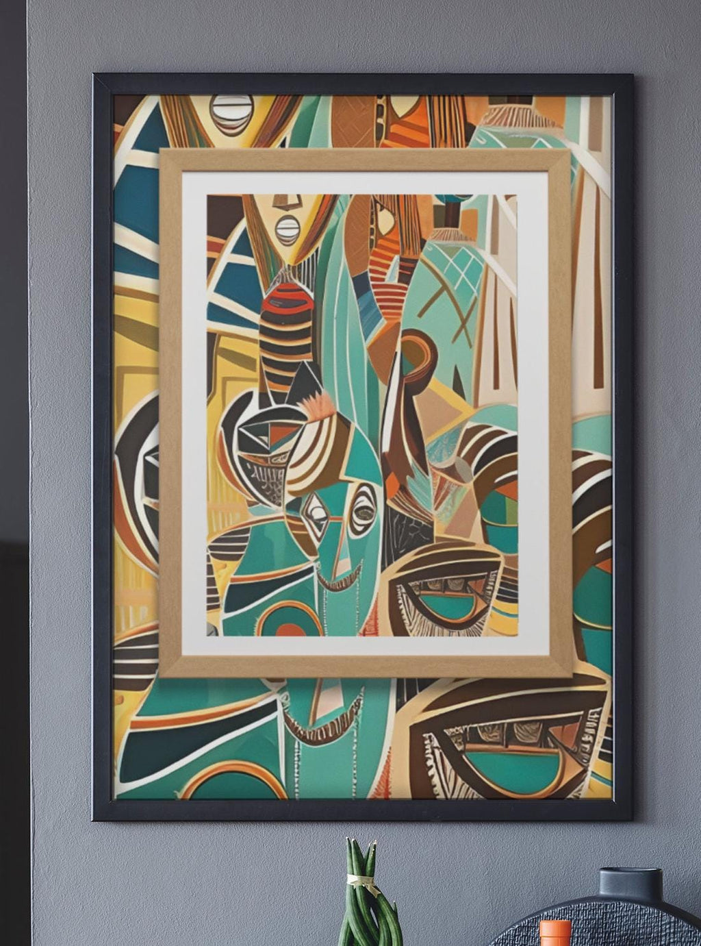 African Abstract Framed Canvas Print – Friendship