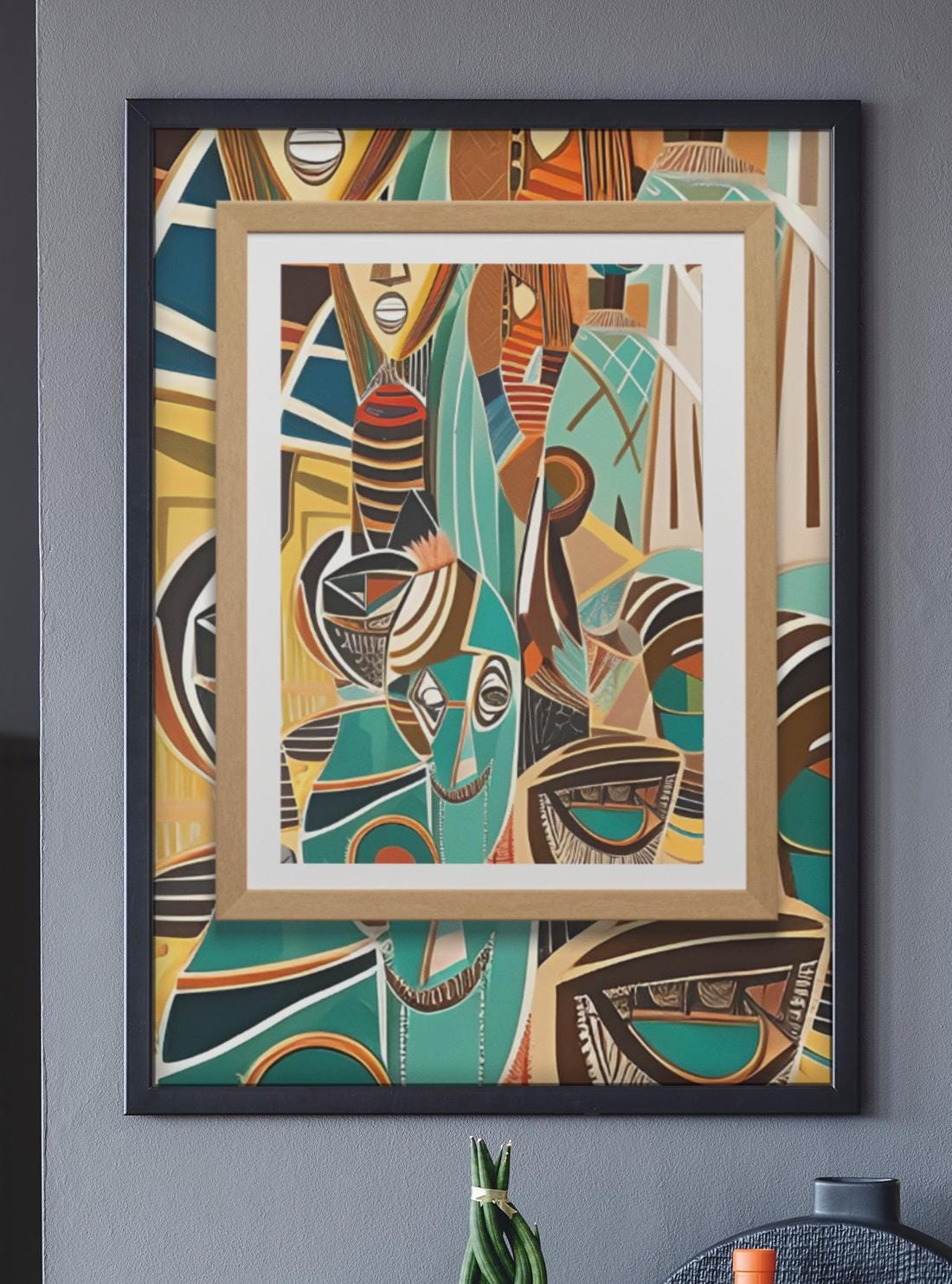 African Abstract Framed Canvas Print – Friendship