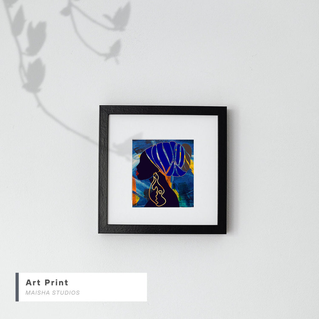 Woman in Blue Turban African Wall Art