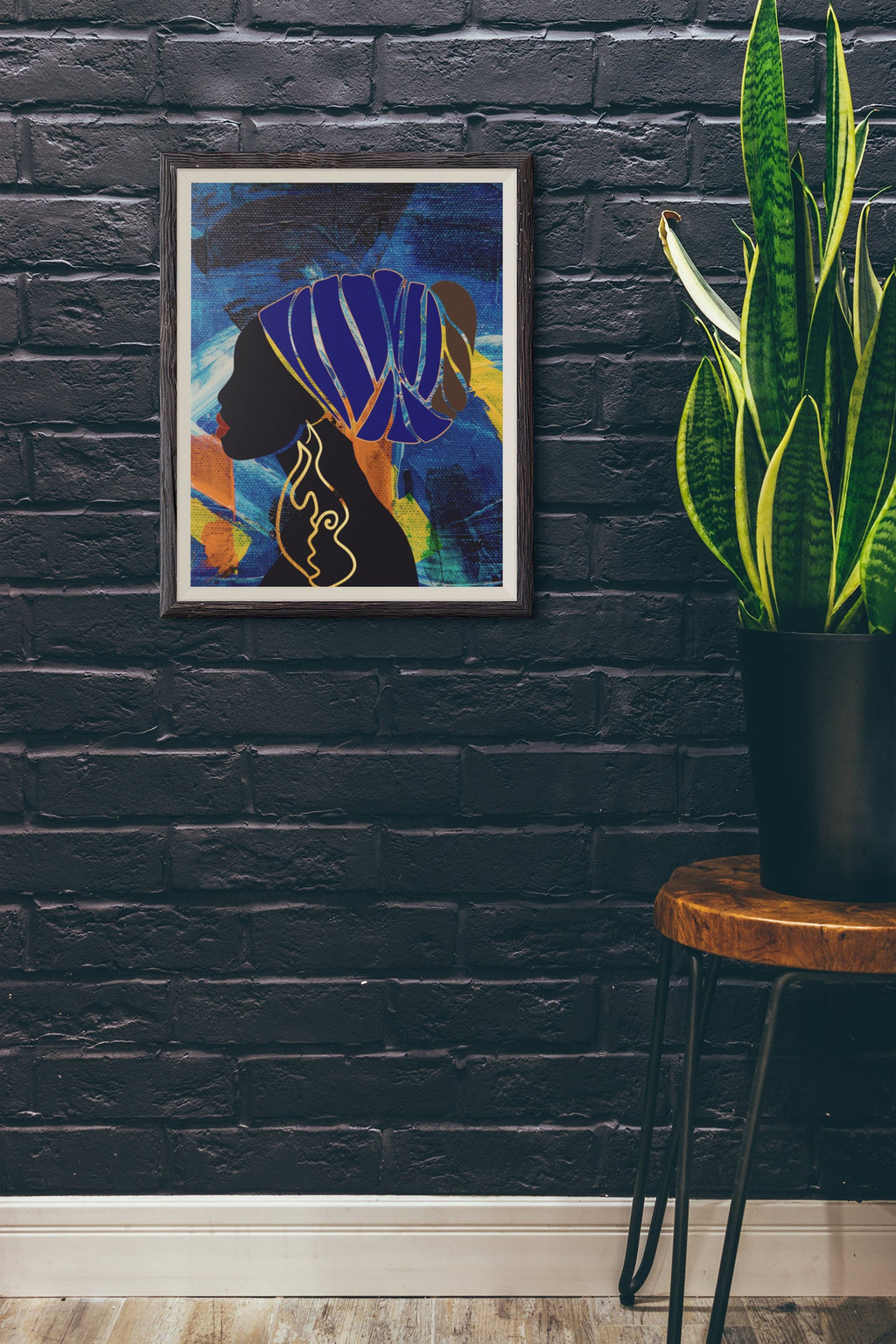 Woman in Blue Turban African Wall Art