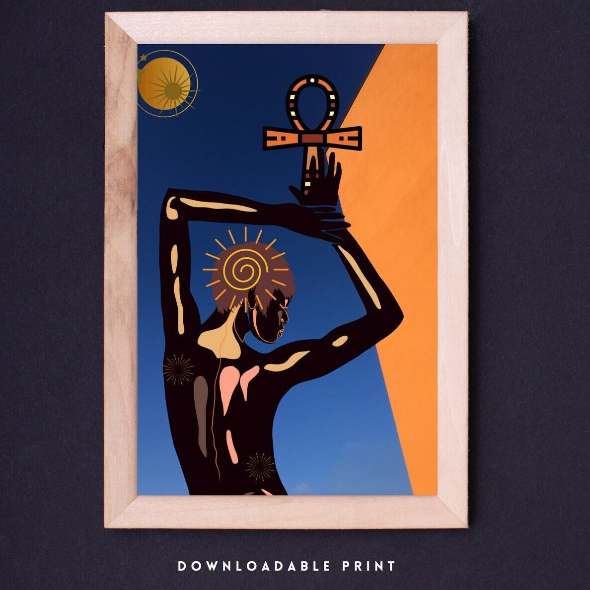 Black Woman Holding Ankh Digital Print