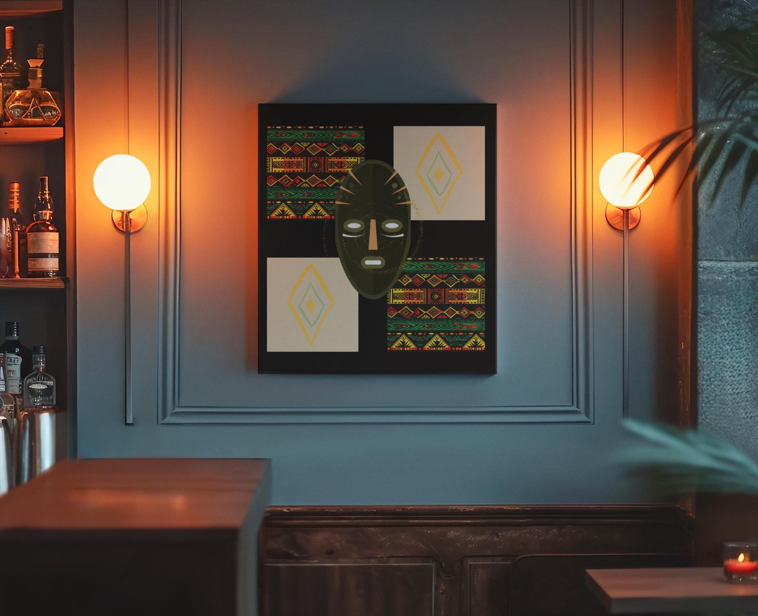 African Mask Matte Canvas Art