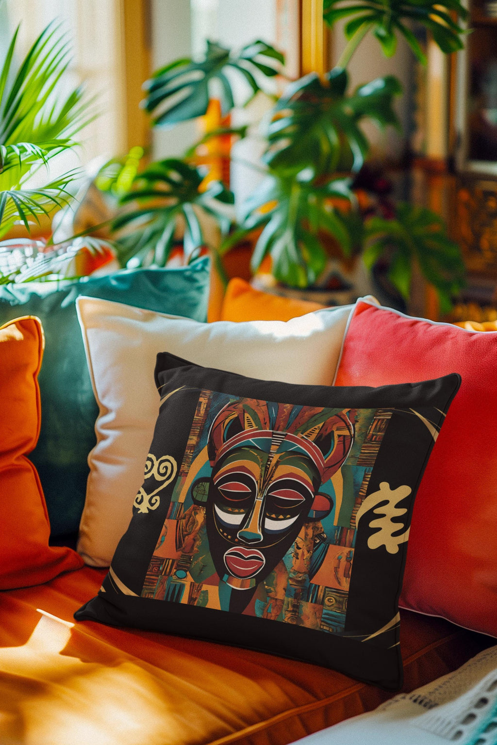 African Mask Pillow