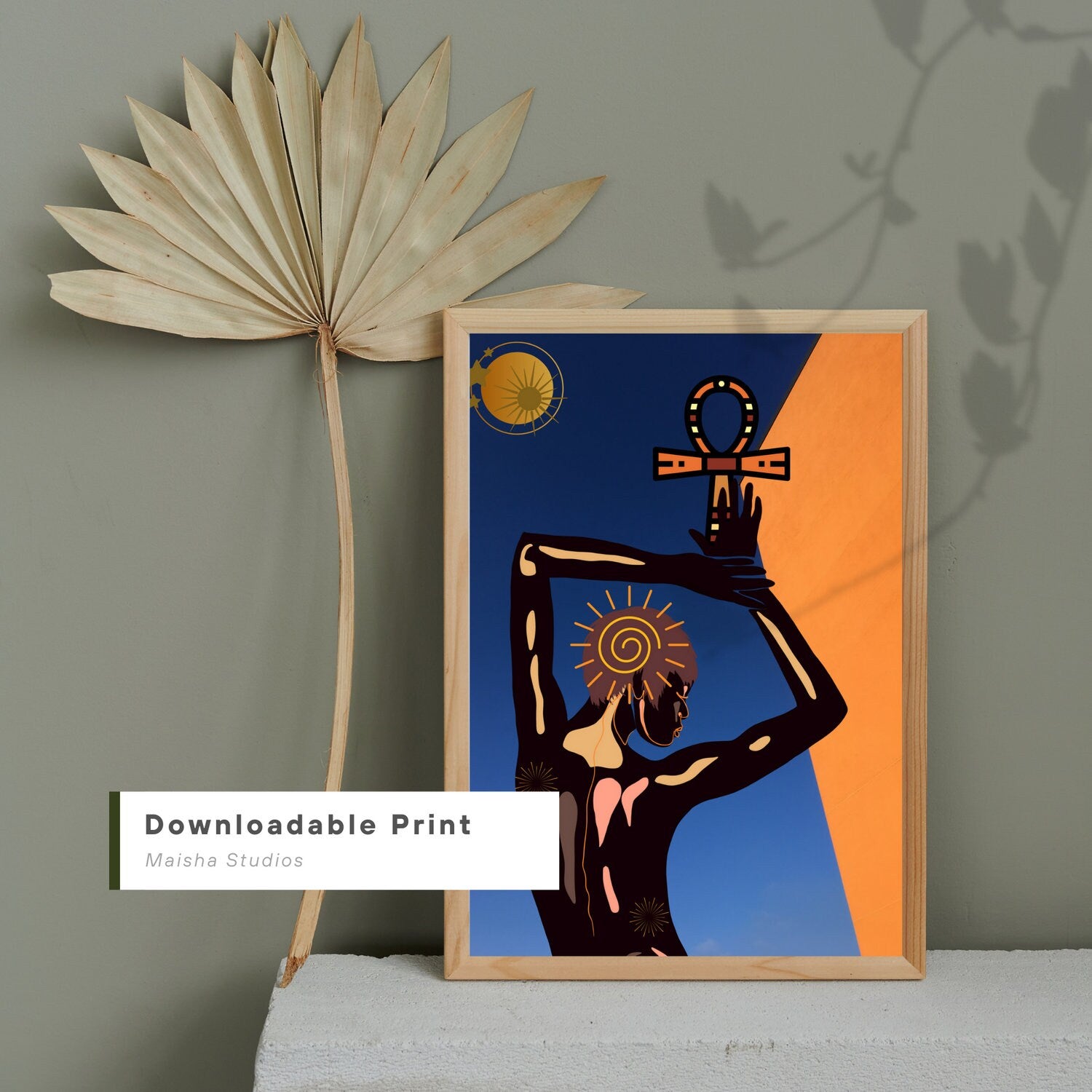 Black Woman Holding Ankh Digital Print