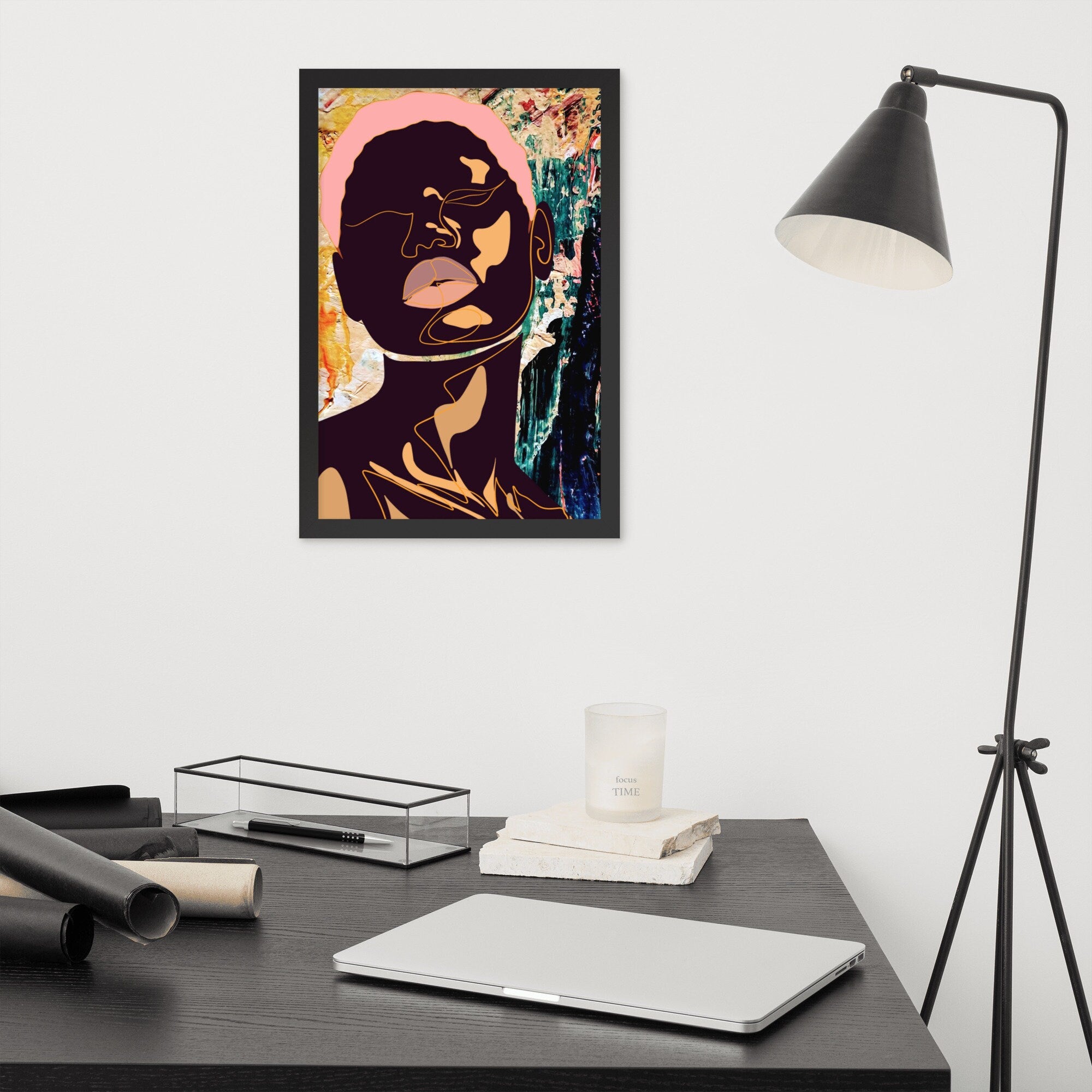 Melanin Beauty Series- Framed Art- Olivia Pink