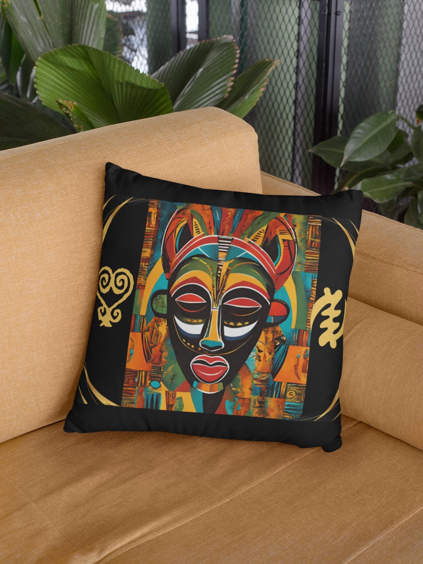 African Mask Pillow