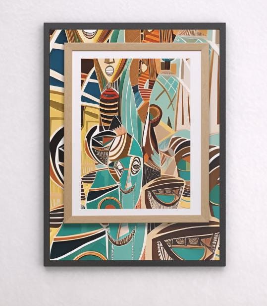 African Abstract Framed Canvas Print – Friendship