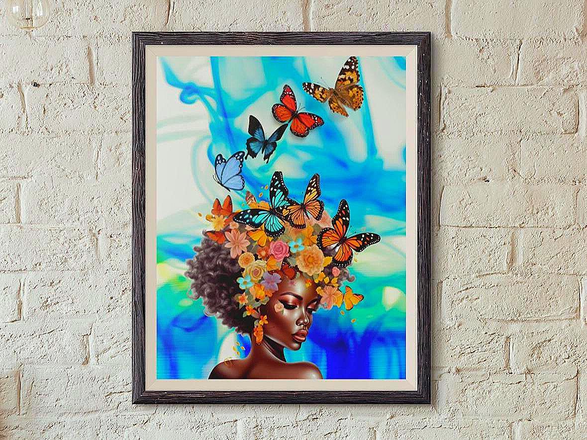2pc Butterfly Afro Digital Art Set