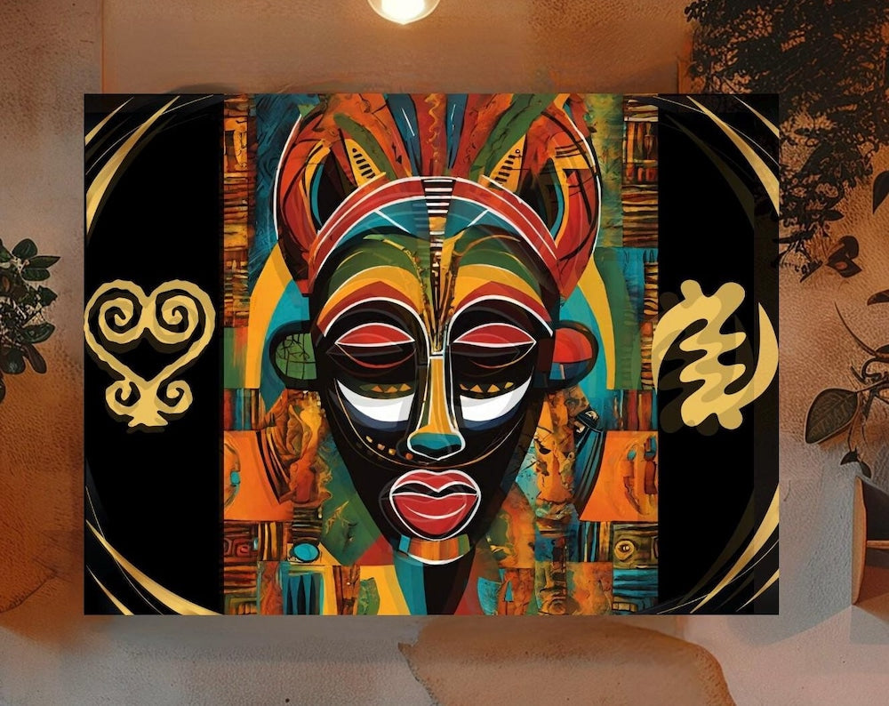 Contemporary Abstract Wall Art featuring African Mask Design