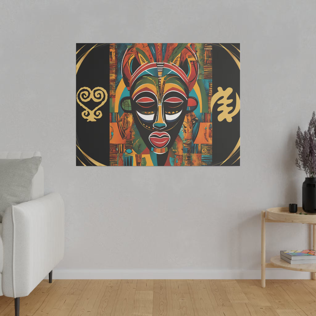 Contemporary Abstract Wall Art featuring African Mask Design