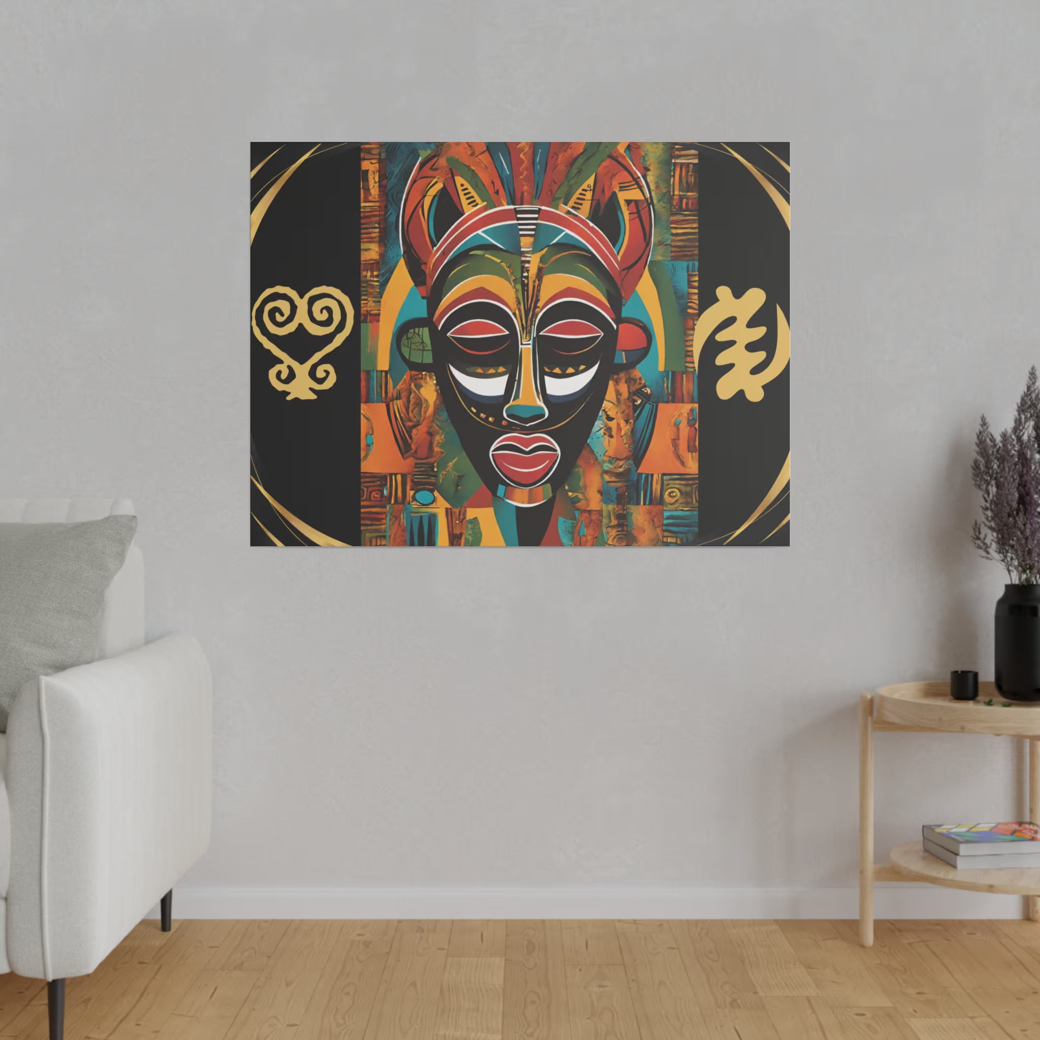 Contemporary Abstract Wall Art featuring African Mask Design